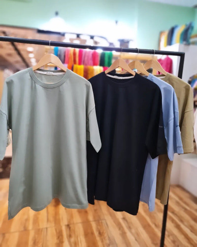 تیشرت زنانه لانگ جنس نخ پنبه