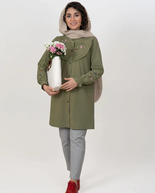 مانتو زنانه هیبا جنس الیاف طبیعی