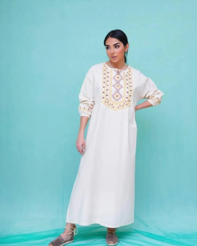 پیراهن زنانه گلنار جنس لینن کتان