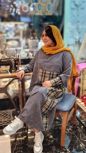 پیراهن زنانه پاییزی جنس نخ کبریتی درشت