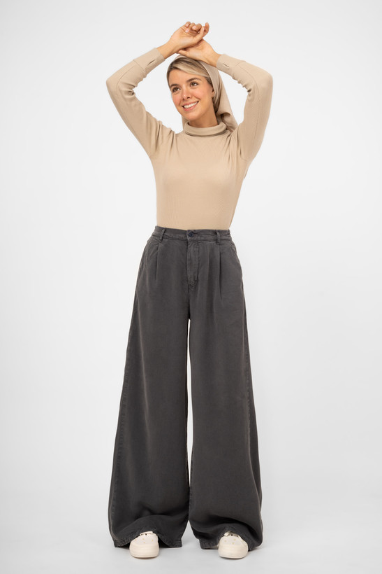 شلوار واید زنانه جنس سیلک کتان