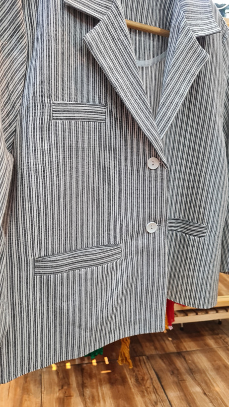 خرید کت کراپ راه راه جنس لینن شیراز